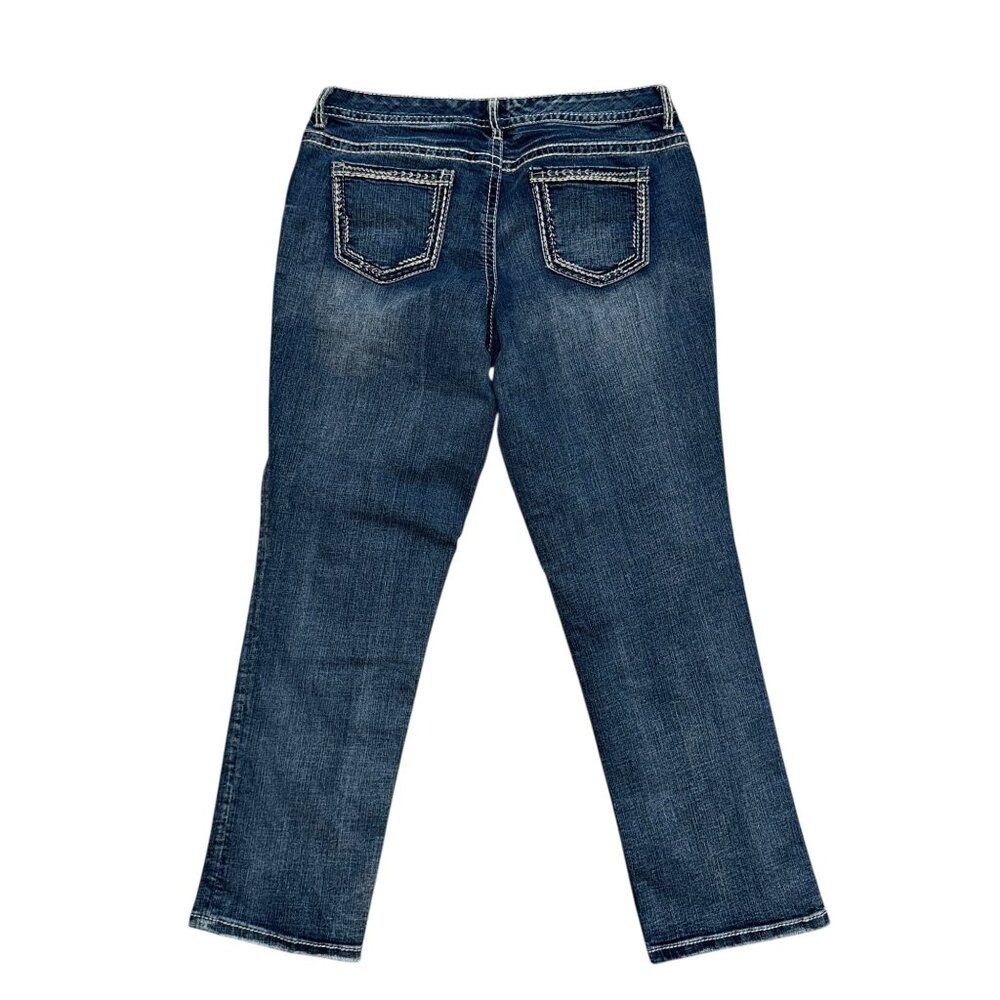 Maurices Straight Leg Jeans Womens Juniors 11 12 Distressed Frayed Ripped - Picture 5 of 8